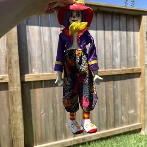 Vntg Ganz Clown Figurine Collection Item#ED4153 Purple Hair Purple Black Floral
